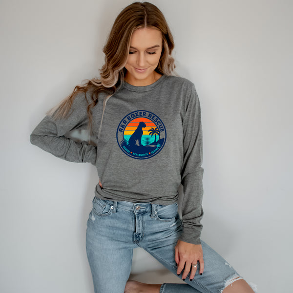 R&R Boxer Rescue Circle Logo Long Sleeve Ladies Shirt