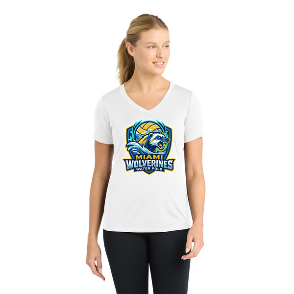 Miami Wolverines Water Polo Mascot Shield Short Sleeve Dri-fit for Ladies