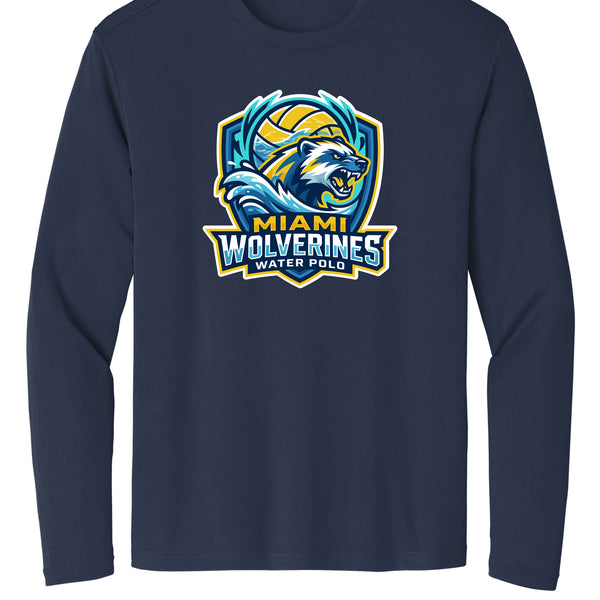 Miami Wolverines Water Polo Mascot Shield Long Sleeve Dri-fit for Men & Youth