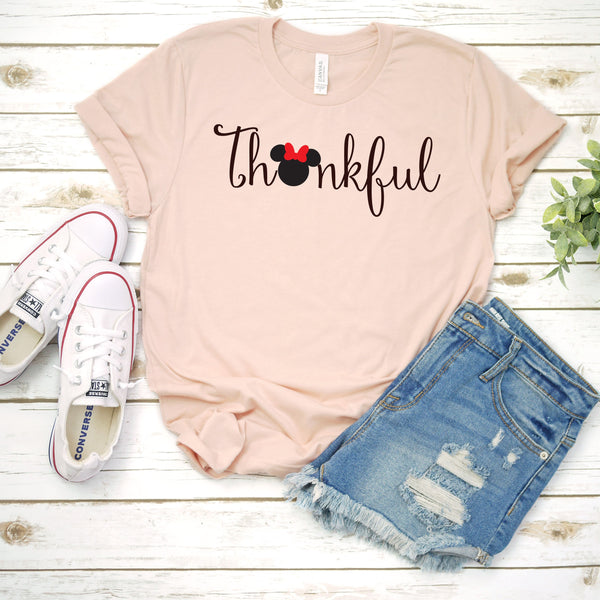 Thankful Minnie Mouse Adult Unisex T-Shirt for Thanksgiving