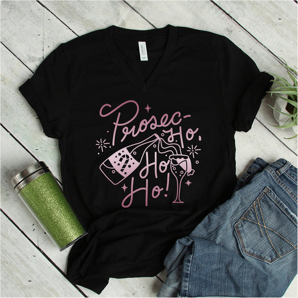 Funny Black Prosec Ho Ho Ho T Shirt for Wine Lovers