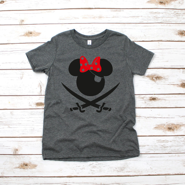 Custom Pirate Minnie Mouse Youth T Shirt for Kids Adventure