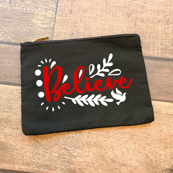 Believe Canvas Bag - Cute Cosmetic Pouch for Gifts