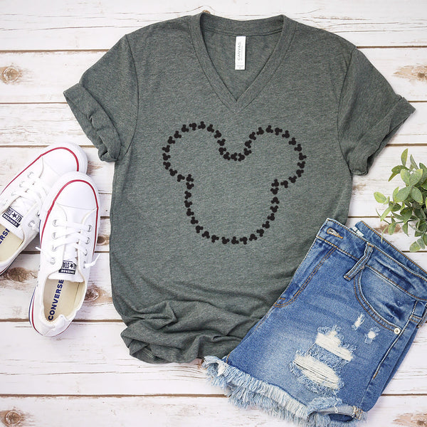 Mickey Heads Outline T Shirt for Disney Lovers
