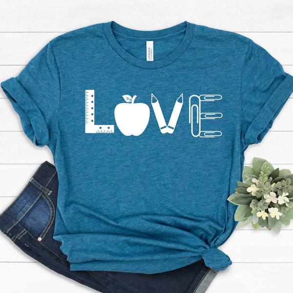 Teacher LOVE Shapes T Shirt for Comfort and Style
