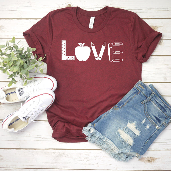 Teacher LOVE Shapes T Shirt for Comfort and Style