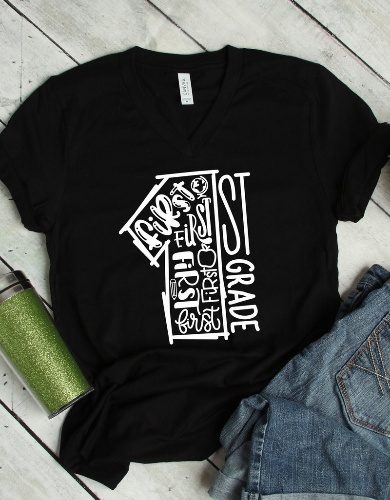 Stylish 1st Grade Teacher T Shirt - First Grade Teacher T Shirt perfect for the Grade One Team, made from soft cotton.