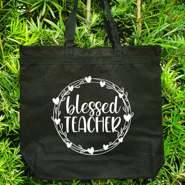 Blessed Teacher Tote Bag - Stylish Large Canvas Gift