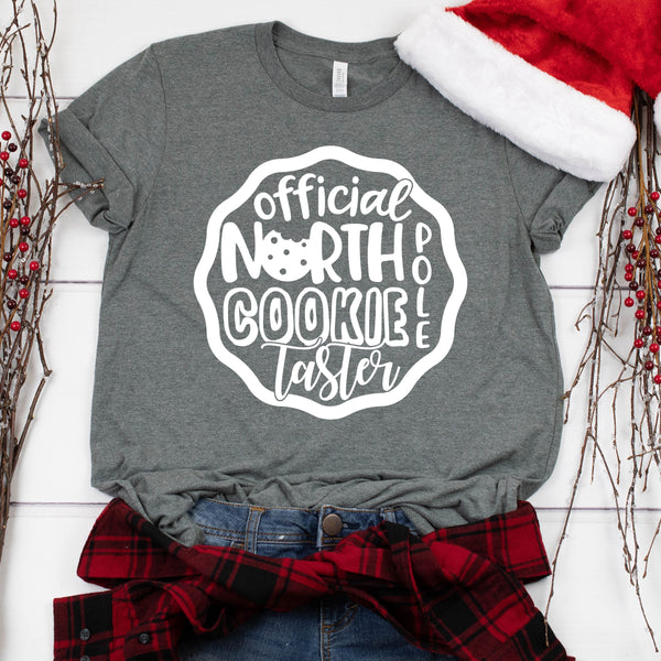 Official North Pole Cookie Taster Christmas T Shirt for Couples