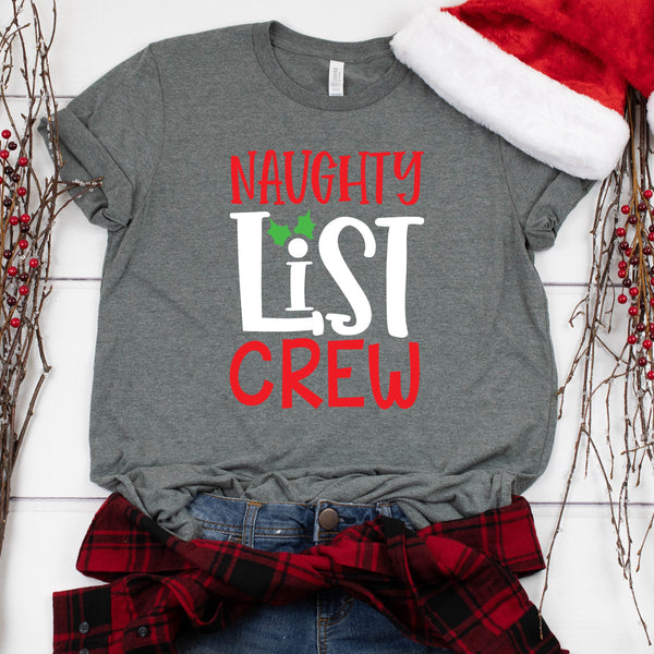 Naughty List Crew Christmas T Shirt for Holiday Fun