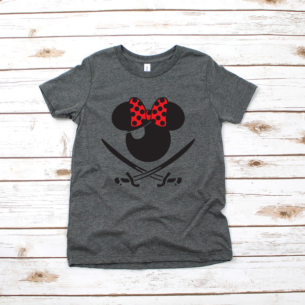 Pirate Minnie Mouse Youth T Shirt for Disney Adventures