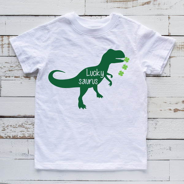 St. Patrick's Day Lucky Dinosaur T Shirt for Kids