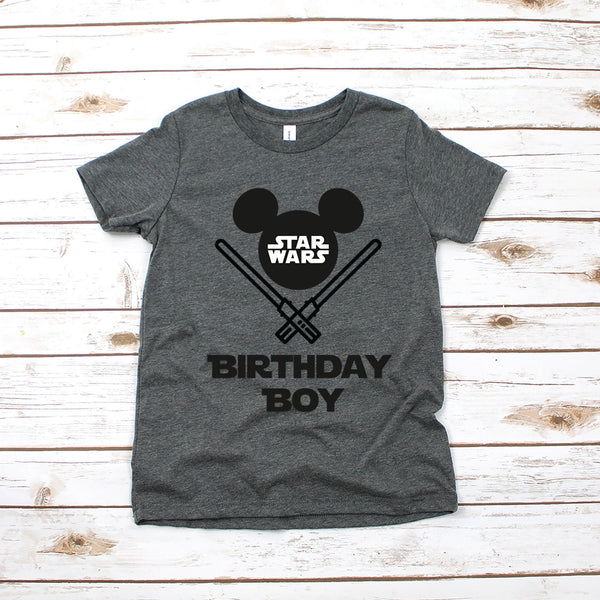 Birthday Boy Star Wars Mickey Mouse Youth T Shirt Celebration