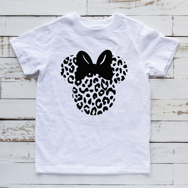 Custom Animal Print Minnie Mouse Youth T Shirt - Personalized Fun