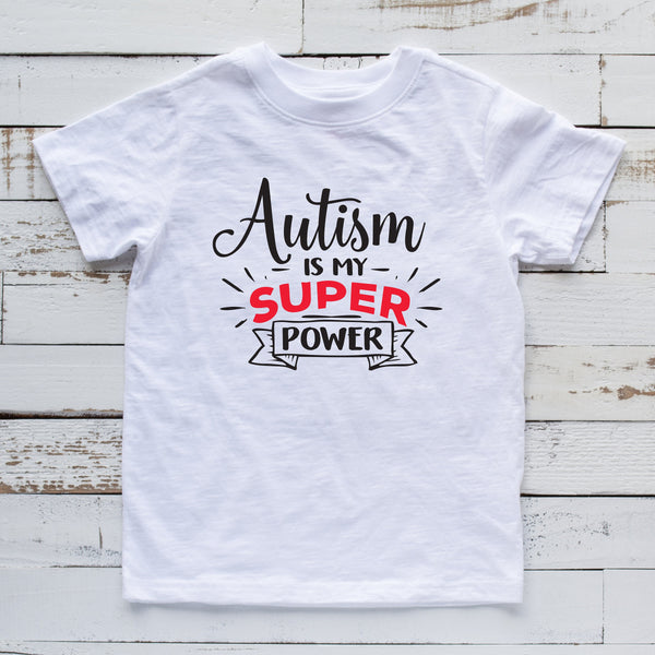 Autism Is My Super Power T Shirt for Kids Inclusion