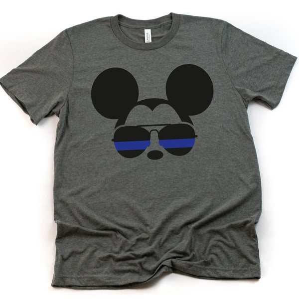 Mickey Mouse Police Blue Line T Shirt for Supporters