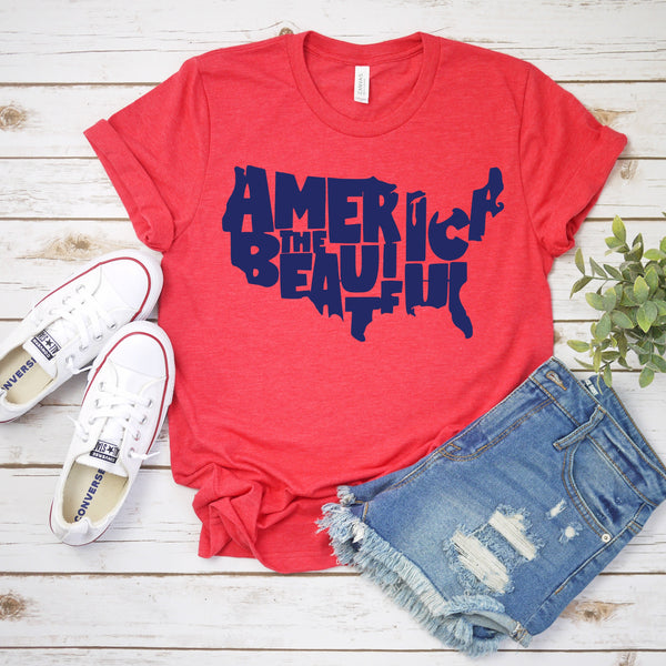 America the Beautiful Map Fourth of July T Shirt