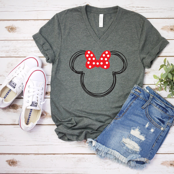 Scribble Minnie Polka Dot Bow T Shirt for Disney Fun