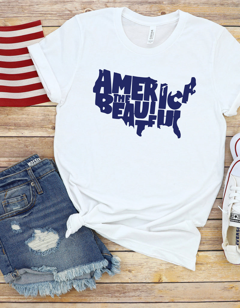America the Beautiful Map T Shirt for Independence Day