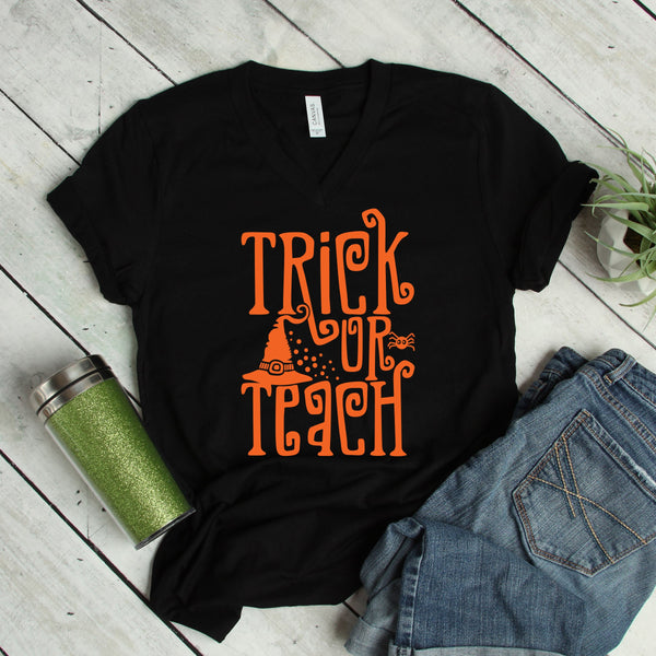 Trick or Teach Halloween T Shirt for Teachers Comfort