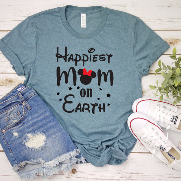 Happiest Mom on Earth Minnie Mouse Adult T Shirt for Disney Fun