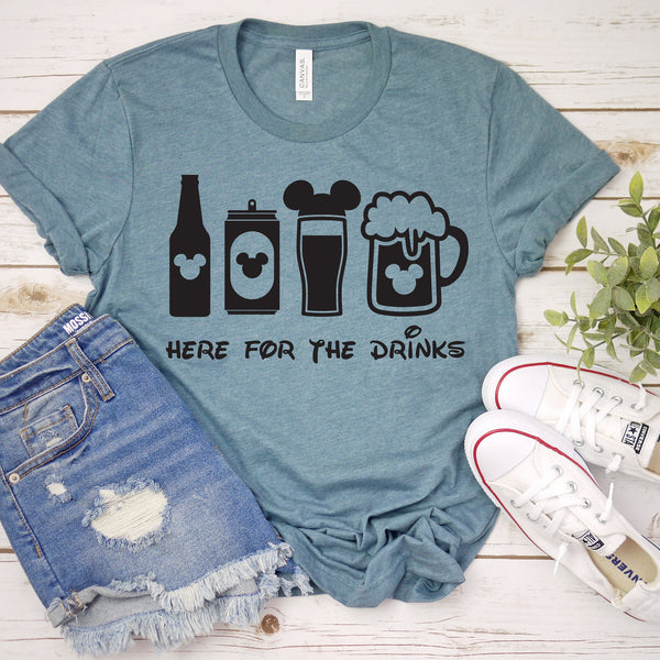 Here for the Drinks Disney Trip T-Shirt for Family Fun