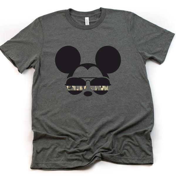 Mickey Army Camouflaged Aviator Glasses T-Shirt for All