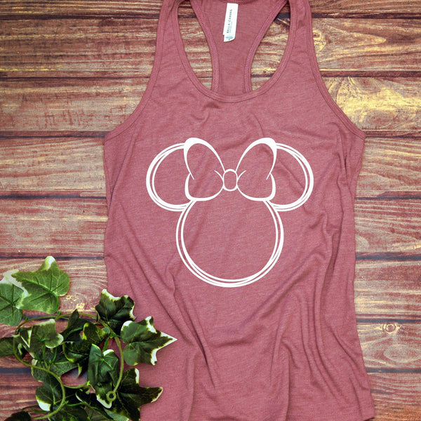 Scribble Minnie Mouse Adult Racerback Tank Top for Fun