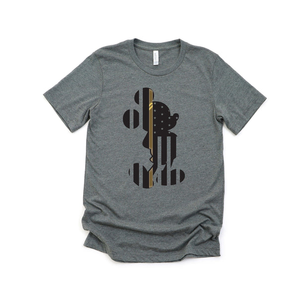 Mickey Thin Gold Line Flag T Shirt for First Responders