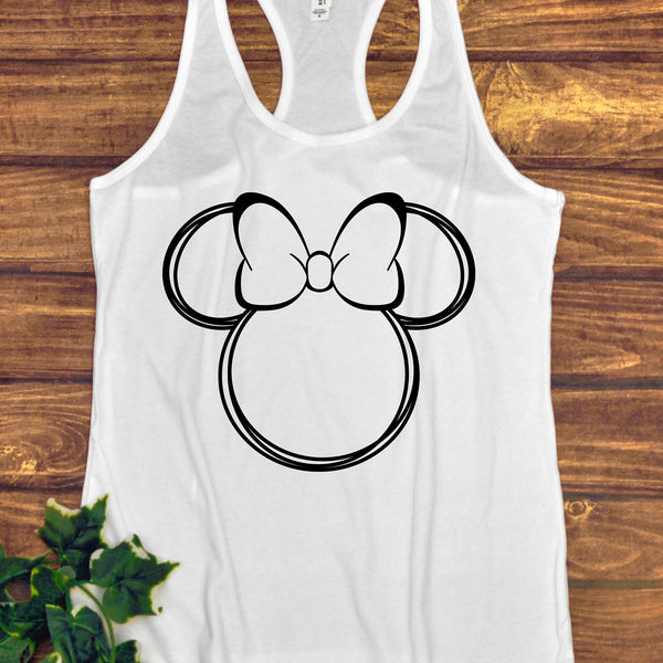 Scribble Minnie Mouse Adult Racerback Tank Top for Fun