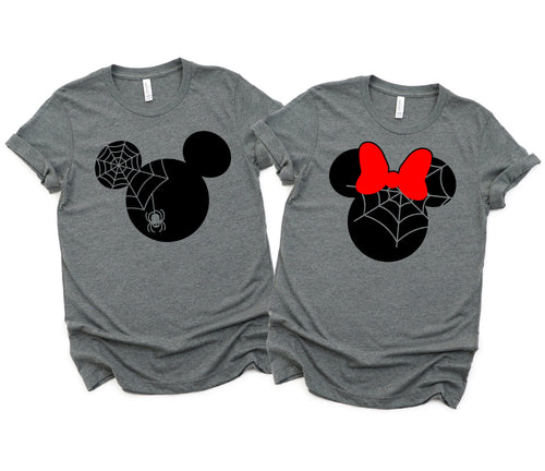Halloween Minnie and Mickey Shirts - Disney Couples - Matching Shirts - Spider Web