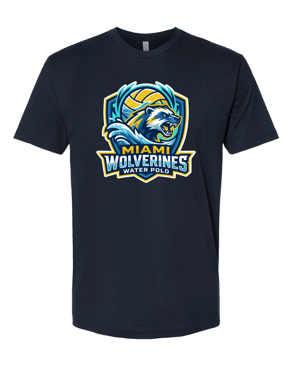 Miami Wolverines Water Polo Mascot Shield Short Sleeve Next Level Cotton for Adult & Youth