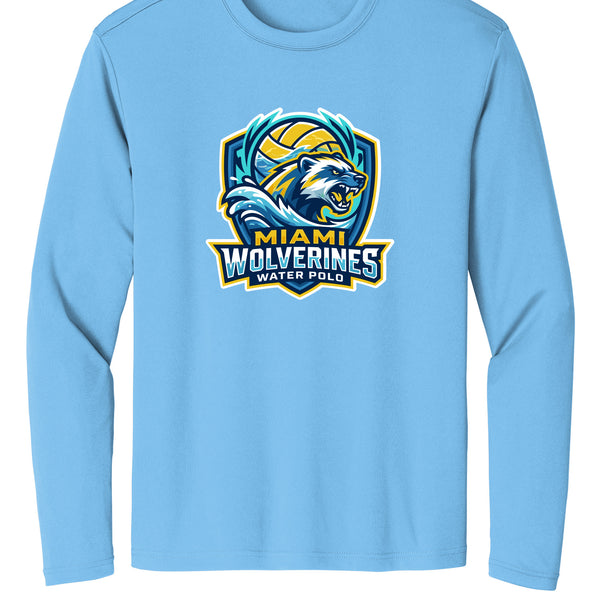 Miami Wolverines Water Polo Mascot Shield Long Sleeve Dri-fit for Men & Youth
