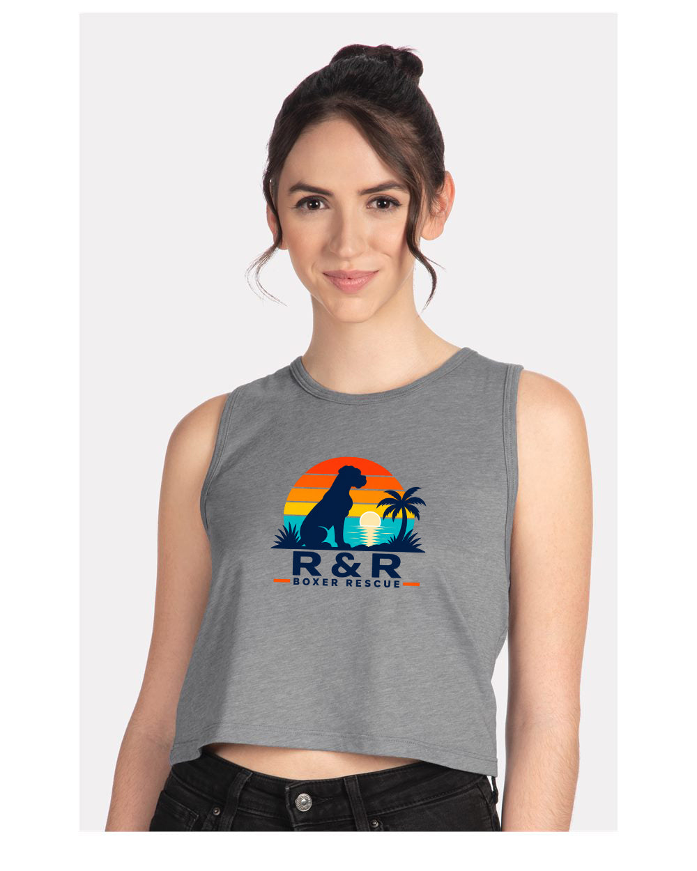 R&R Boxer Rescue Half Moon Logo Crop Top