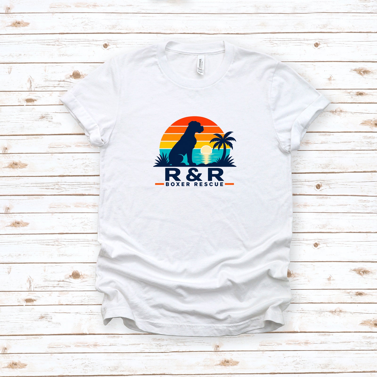 R&R Boxer Rescue Half Moon Logo Crew Neck Short Sleeve Unisex