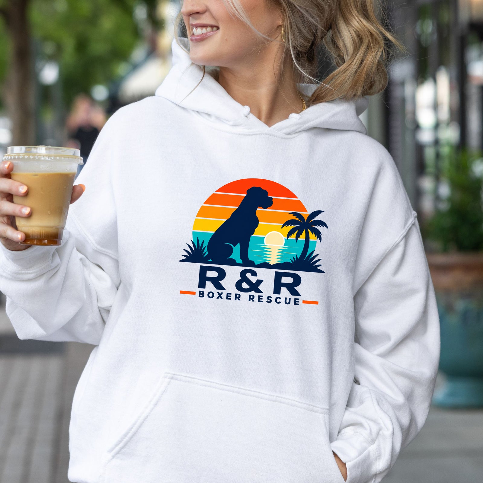 R&R Boxer Rescue Half Moon Logo Hoodie Unisex