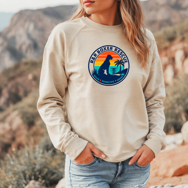R&R Boxer Rescue Circle Logo Crew Crewneck Sweater Unisex