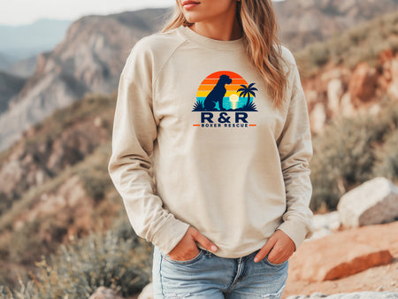 R&R Boxer Rescue Half Moon Logo Crew Crewneck Sweater Unisex