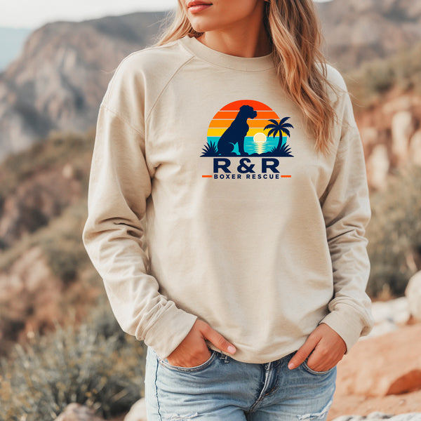 R&R Boxer Rescue Half Moon Logo Crew Crewneck Sweater Unisex