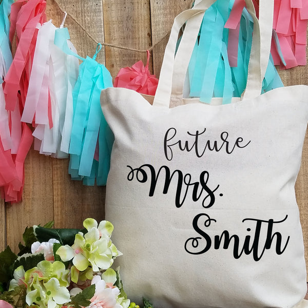 Custom Tote Bag for Bride - Personalized Future Mrs. Gift