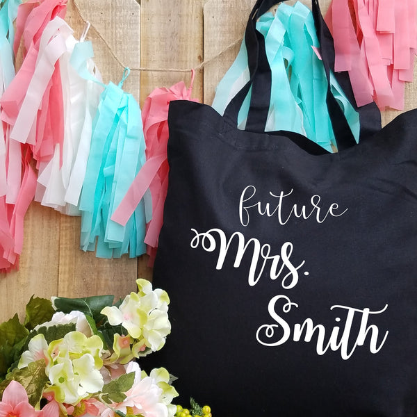 Custom Tote Bag for Bride - Personalized Future Mrs. Gift