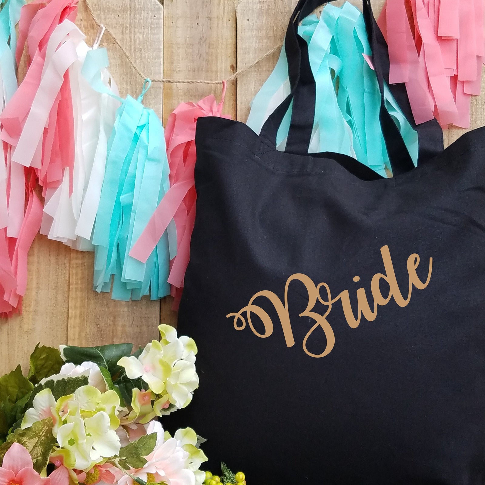 Bridal Party Tote Bag Personalized with Floral Monogram