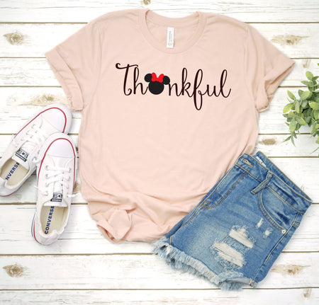 Thankful Minnie Mouse Adult Unisex T-Shirt for Thanksgiving
