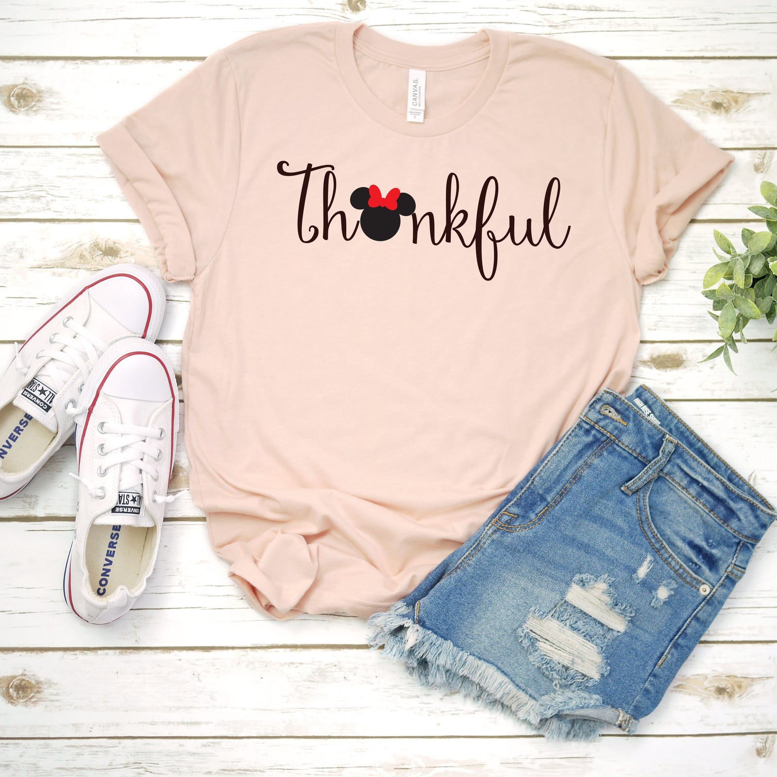 Thankful Minnie Mouse Adult Unisex T Shirt -Disney Thanksgiving Family Shirts - Happy Thanksgiving