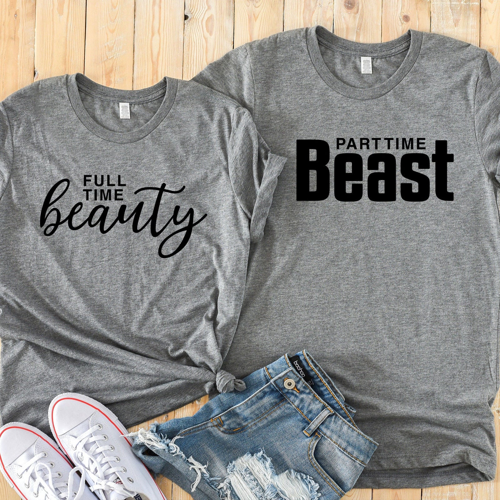 Full Time Beauty and Part Time Beast Shirts - Disney Couples - Matching Shirts