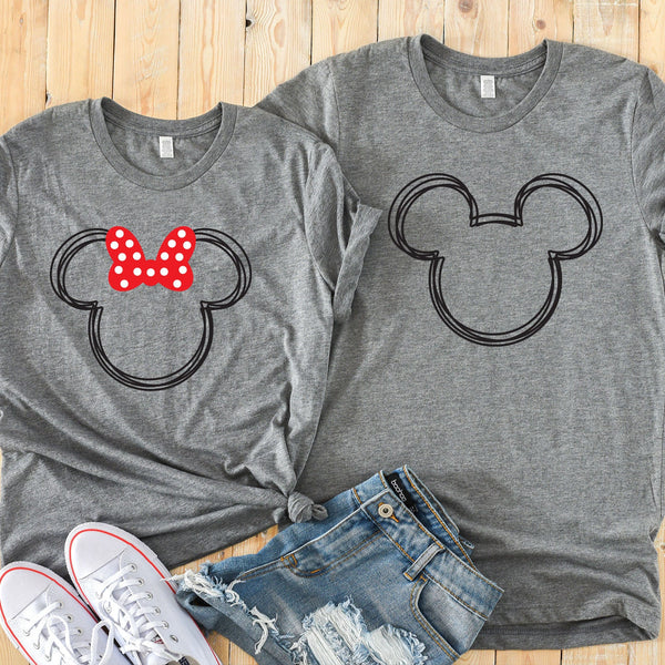 Scribble Minnie and Mickey Shirts for Fun Couples