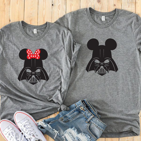 Minnie Darth Mickey Darth Vader Shirts for Disney Couples