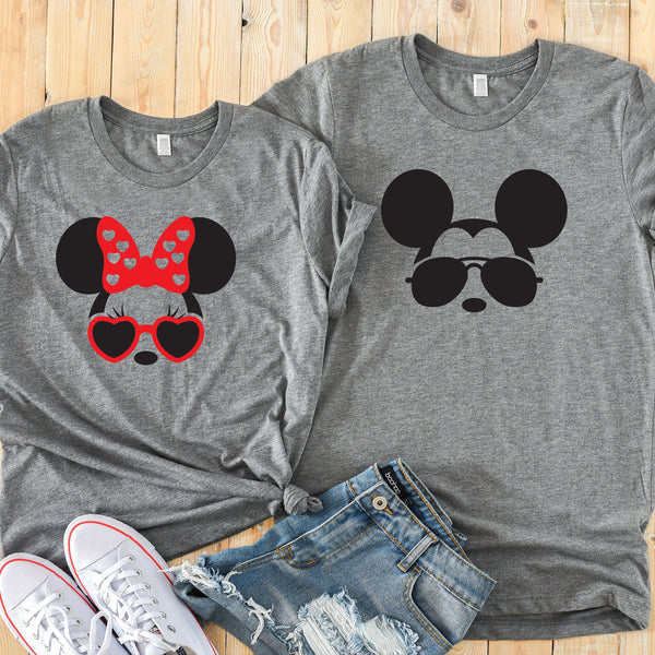 Minnie and Mickey Sunglasses Shirts for Couples Fun