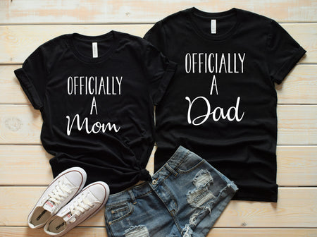 Officially a Mom and Dad Matching Shirts for Announcements