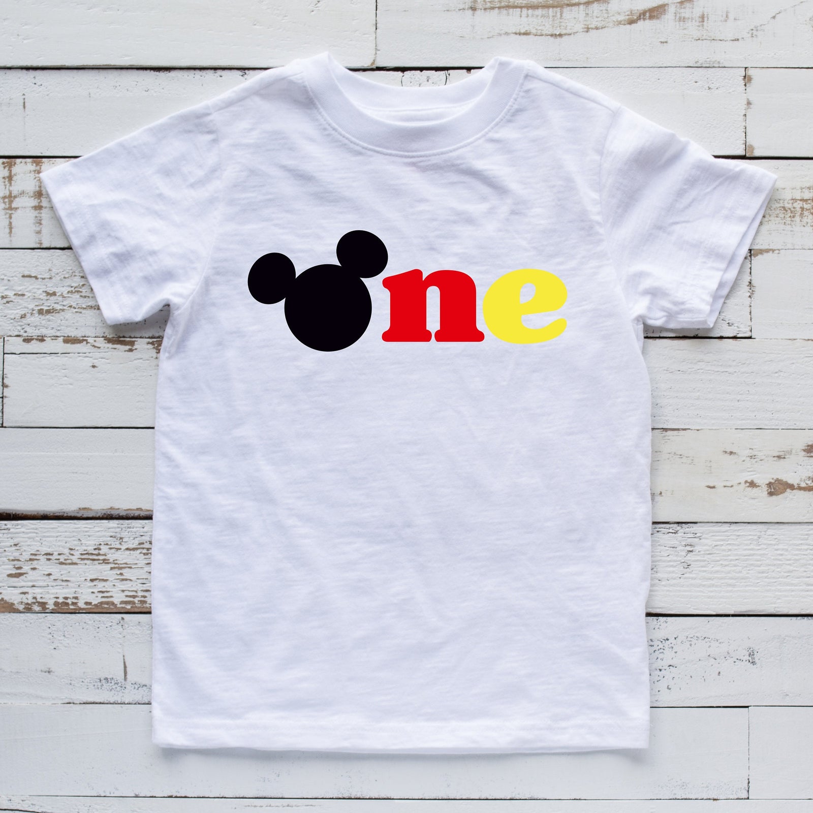 Turning One Disney Shirt - First Birthday Disney T Shirt - Mickey One - Happy First Birthday